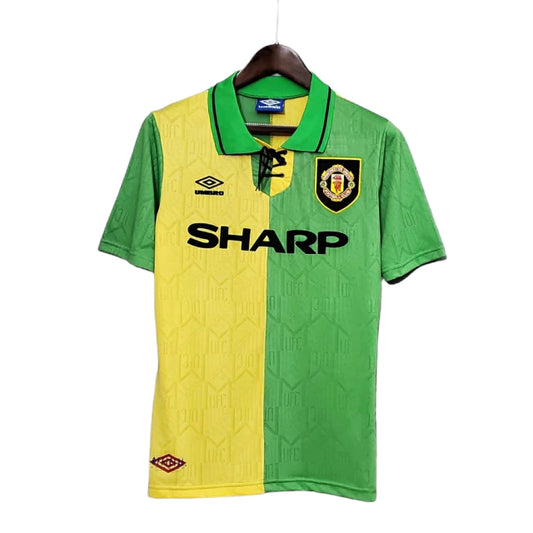 Camisa Retrô Manchester United Verde e Amarela - 1992-1994