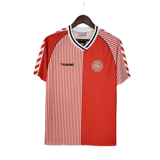 Camisa Retrô Dinamarca Vermelha e Branca - 1986